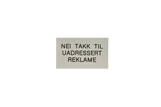 [90600-1] Nei takk reklame, utendørs skilt - hvit
