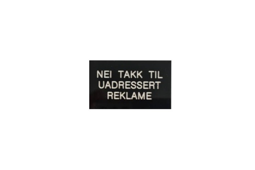 [90600-2] Nei takk reklame, utendørs skilt - sort